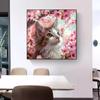 Comércio exterior pintura atacado animal pintura de diamante 5D gato flor de cerejeira desenho animado Kit de ponto cruz com diamante Diy Venda quente na Amazon