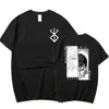 Camiseta Casual de Manga Curta Verão Top Berserk Espada Vento Lenda Qigus Desenho Animado Estampada