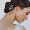 Horquilla de cristal de lujo ligero europeo y americano con circonita, accesorios de boda, pinza de palabra simple de moda, horquilla de tocado de novia