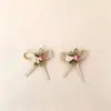 Mini Flor Budding de Tecido Borda Dourada Laço Artesanal DIY Acessórios de Cabelo Materiais Decoração de Caixa de Presente Acessórios de Chapéu Broche