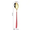 Acero inoxidable 304 estilo coreano cuchara cuchara de postre Tenedor café mango largo cuchara para mezclar vajilla occidental creativa se puede imprimir logo