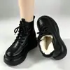 Botas de Nieve para Mujer de Piel Suave 2026 Nuevas Otoño/Invierno Suela Gruesa Punta Redonda Con Cordones Botas de Algodón Acolchadas de Terciopelo Zapatos de Algodón Gruesos para el Noreste