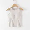 Dropshipping Nueva Colección Primavera Verano Camiseta Larga de Canalé con Copas Tridimensionales Integradas y Almohadillas en el Pecho