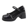 Mary Janes Plataforma Retro Francesa Preta Feminina 2026 Novo Verão Versátil com Saias Sapatos Pequenos de Couro