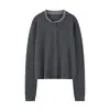 Fio Alemão Yangtze 100% Lã Dourada Fina Tricô Gola Redonda Cardigan Falso Duas Peças Solto Manga Longa Feminino Outono Novo Estilo