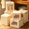 Caja para pastel de cumpleaños con tapa sin dobleces 5/6/8 pulgadas de un solo/doble capa, caja de embalaje transparente para pastel con ventana, caja de embalaje para pastelería