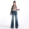 Jeans Flare Preto e Cinza para Mulheres Tendência Verão 2025 Novo Calça Flare Slim Fit de Cintura Alta Feminina Petite