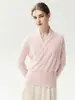 Novo elegante suéter de cashmere com decote V que reduz a idade para mulheres, com um elegante decote cruzado, feito de caxemira de cabra e projetado como uma camada base de tricô