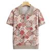 Nueva camiseta de manga corta de verano para mamá, camisa de punto de gasa para personas de mediana edad y mayores, top de solapa suelta de verano para abuela