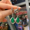 Brincos de argola de prata S925 para fornecimento transfronteiriço, brincos de esmeralda e corindo vermelho, brincos de moda europeia e americana