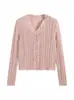 Cardigan Tricotado Auricularia Estilo Francês Fio Irregular Seda de Gelo Feminino Verão Novo Fino Botão de Pérola Protetor Solar Ar Condicionado Camisa Top