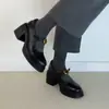 Primer Encuentro con Ji Xiaoge 2026 Versátiles para el Trayecto Diario que Aumentan la Altura Zapatos de Cuero Pequeños Retro para Mujer con Correa Única y Suela Gruesa de Punta Redonda