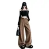 Pantalones de Lana de Pierna Ancha Estilo Old Money Otoño/Invierno 2026 para Mujer Color Café de Cintura Alta con Cinturón Sueltos Adelgazantes Versátiles Casuales Largos
