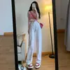 Jeans blancos de cintura alta de pierna ancha para mujer Talla Pequeña holgados rectos estrechos con caída tipo mopa primavera y verano calientes
