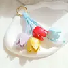 Nuevo en Stock DIY Colgante de Bolso Tulipán de Alta Apariencia Llavero Colorido Cadena para Teléfono Accesorio