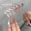 Unhas explosivas de cristal quadrado, joias transparentes, cor de açúcar, ângulo reto, unha de pombo, camélia, rosa, produto final