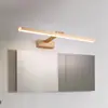 Luz LED de Espejo de Madera de Nogal para Tocador de Baño, Lámpara de Pared de Madera Maciza Larga Resistente al Agua Antivaho