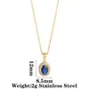 Collar Colgante de Acero Inoxidable Estilo Retro Lujo Ligero Girasol Circonia Cadena para Clavícula Cuadrado Ovalado Piedras Preciosas Multicolor para Mujer