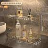 Estante de Almacenamiento Doble Capa de Lujo Ligero para Baño, Estante de Almacenamiento de Cosméticos para Lavabo de Baño, Estante de Almacenamiento de Productos para el Cuidado de la Piel de Escritorio