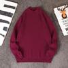 Suéter de color sólido estilo japonés para hombre otoño e invierno suéter cálido lujo ligero con forro polar cuello redondo tejido camisa básica de manga larga para hombre a la moda