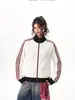Sudadera cárdigan de punto gofre estilo americano de marca moderna con cuello alto para hombre, chaqueta deportiva casual de otoño, abrigo a rayas estilo coreano para pareja