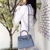 Outlet de Fábrica 2024 Bolso Kelly Piel de Vaca Bolso de Mujer Patrón Lichi Togo Piel de Vaca Hombro Portátil Bolso Platino Bolso de Novia