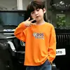 Camiseta de Manga Larga de Moda para Niños 100% Algodón 2026 Dibujos Animados Niños Primavera/Otoño Cuello Redondo Niños Medianos/Grandes Camiseta Base