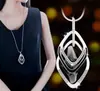 Corrente de suéter redonda de cristal azul da moda estilo coreano para mulheres, longa, nova para outono e inverno, colar versátil, pingente de joia de cristal de alta qualidade