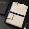 Caixa de Presente Suéter Masculino de Caxemira Gola Meia-Alta Lã Grossa Quente Malha Casual Camada Base Suéter de Caxemira de Cabra Inverno