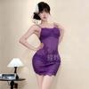Diyi Miao Si Lencería Sexy Deseo Puro Vacaciones Estilo Francés Malla de Encaje Transparente con Tirantes Vestido Bodycon A1084