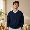 Recomendação de Item Quente Marca Tendência Personalidade Falso Duas Peças Gola Henley Malha Suéter Fábrica de Suéteres Roupas com Fio para Homens Suéter com Fio Preto
