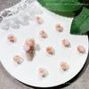 Resina rosa té que cambia de luz luminosa, pegamento suave, camelia rosa, colgante de cuerda para bricolaje, accesorios para pulseras, materiales
