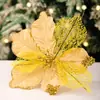 Decoraciones Navideñas Haobei Flores Navideñas Simuladas Doradas Rojas Flores Decorativas de Hoja de Arce Hechas a Mano Colgantes de Flores Navideñas