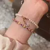 Prata Esterlina S925 Luxo Leve Diamante Mosang Pérola Shijia Pulseira Banhada a Ouro K Joia Pulseira Feminina Versátil All-match Elegante