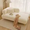Cadeira de Chaise Individual em Tecido Cor Creme Minimalista Estilo Europeu para Sala de Estar, Quarto, Varanda, Apartamento Moderno, Hotel
