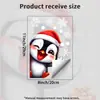 Lindo pingüino navideño asomándose Pegatina electrostática para ventana Sin pegamento Sin daños al vidrio Decoración de ambiente festivo para ventana de sala de estar