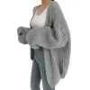 Suéter de Explosiones Transfronterizas para Mujer Otoño e Invierno Nuevo Color Sólido Estilo Perezoso Holgado Manga de Linterna Cardigan de Punto para Mujer