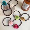 Corda de cabelo de flor de rosa romântica ~ Base de corda de cabelo de ácido acético elegante e elegante Fio de borracha elegante simples e suave sem marcas