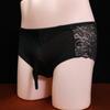 Cinto interno de renda masculino jj conjunto sexy meias de seda roupa íntima ultrafina respirável verão cuecas transparentes completas