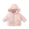Jaqueta de Penas de Inverno para Bebê 2025 Novo Estilo Meninas Para Sair Acolchoada Veludo Jaqueta Quente Penugem de Pato Branca Top