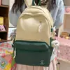 Mochila de Diseño Único con Bloques de Color para Mujer, Estilo Coreano para Estudiantes de Secundaria y Preparatoria, Mochila Casual Japonesa de Gran Capacidad