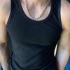 Colete de Cor Sólida Absorvente de Suor Roupas Fitness Masculinas Treinamento Justo Elástico Sem Mangas em Formato I Colete Esportivo Corrida