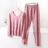 Ropa interior térmica de abrigo para mujer, engrosada, forrada de polar, de terciopelo, ropa de otoño, traje de pantalones largos, invierno, sin costuras