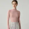 Chegada Nova 2026 100% Caxemira Feminino Gola Meia-Alta Slim Fit Suéter Camada Base Puro Caxemira Suéter Base Outono Inverno