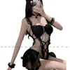 Lencería sexy, traje de sirvienta sexy, uniforme COS de deseo puro, vestido de una pieza apasionado con tirantes, dulce falda de tutú, body de entrepierna abierta