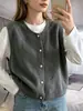 Nueva Colección Otoño/Invierno 2026: Chaleco de Punto de Color Sólido de Botonadura Única para Mujer, Con Capas para un Efecto Adelgazante, Chaqueta Chaleco, Suéter Transfronterizo