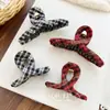 Pinza para el pelo de tela a cuadros dulce y linda estilo coreano con un toque de alta gama para recogidos, Pinza de tiburón Accesorio para el pelo para mujer