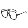 Gafas de Sol Vintage de Doble Puente con Montura Inferior Moda Europea y Americana Cuadradas de Marco Grande Celebridad de Internet Maquillaje Sencillo Gafas de Sol Versátiles