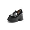Sapatos de Couro com Salto Ultra Alto de 12cm e Plataforma Grossa para Aumentar a Altura 2026 Novidade de Primavera Bico Redondo Salto Bloco Mocassins de Calçar