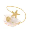 Pulsera Abierta de Brazo Irregular para Joyería Transfronteriza, Anillo de Brazo de Flor Mariposa Personalizado Estilo Punk, Pulsera de Estrella de Mar con Temática Oceánica